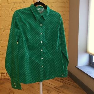 Green Polka Dot Print Button Down